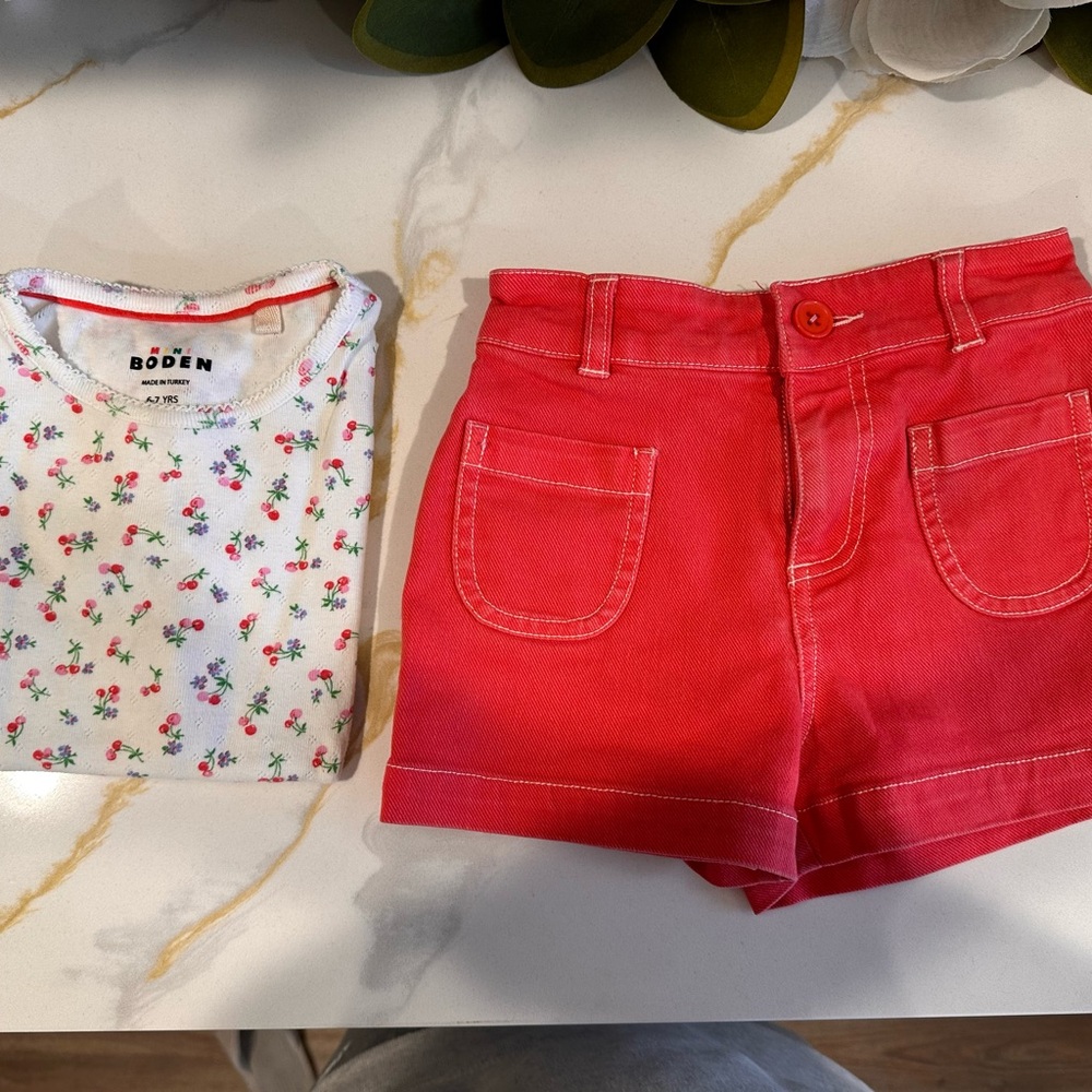 Mini Boden Vibrant Red Kids Shorts